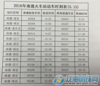 ​南通火车站发布新版列车时刻表 到南京每天10班动车