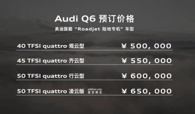 ​上汽奥迪Q6正式发布，预售50万起，两种外观，全系四驱